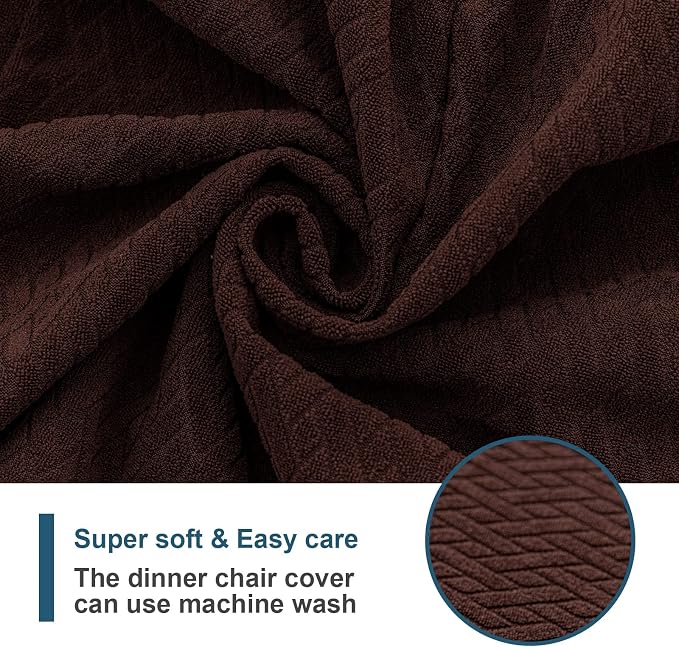 Genina Waterproof Seat Covers for Dining Room Chair Covers Waterproof Dining Chair Covers (6 PCS-Rear-Covered, Chocolate)