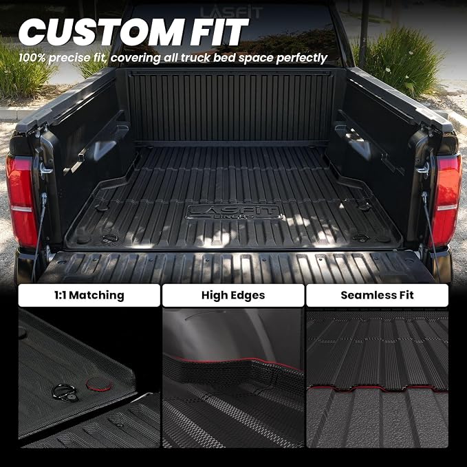 LASFIT Bed Mat for Toyota 2024-2026 Tacoma (5FT/5'Bed) Truck Bed, All Weather 5 ft Rubber Car Bed Liner for Toyota Tacoma 2024 2025 2026 Accessories, TPE Trunk Mat&Bed Liner (Not Fit Drop-in Liners)