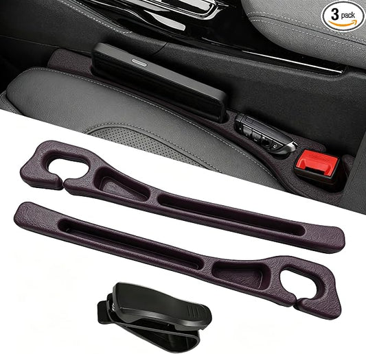 Car Seat Gap Filler Organizer, Car Organizer Front Seat 2-in-1 Storage No-Drop for Storing Phones, Keys, Fits Most Cars, Trucks, SUV (2Pcs, Brown)