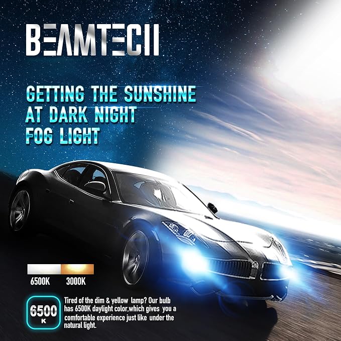 BEAMTECH H/4 Fog Light Bulb, 2 Pcs | H4 Bulb, 6500K, Fanless, Stable, Fit Motorcycle