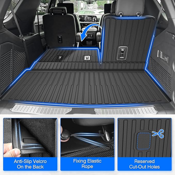 Floor Mats for 2021-2025 2026 Chevrolet/Chevy Tahoe & GMC Yukon (Not for Yukon XL, Only for 8 Seats), All Weather Cargo Liner for Tahoe Accessories, Heavy Duty TPE Cargo Mats, Car Accessories