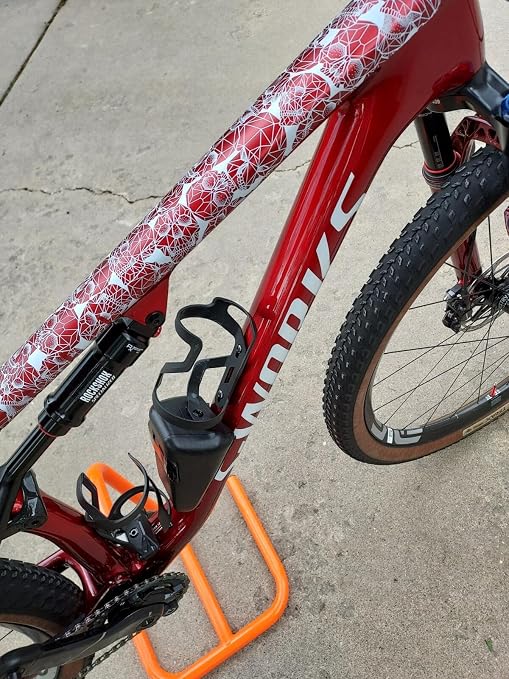 Bike Frame Protection Tape- High Impact Clear Vinyl Wrap Includes Tool (4”x72) Bicycle Frame Protector, Mountain Bike Frame Guard Chainstay Protector (Black Skulls)