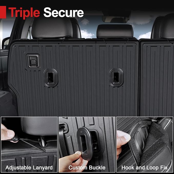 2nd Row Backrest Mat for Hyundai Santa FE 2024-2026 (Fit Hybrid and Gas), All Weather TPE Bench Seat Back Cover Durable Kick Mats for Hyundai Santa Fe