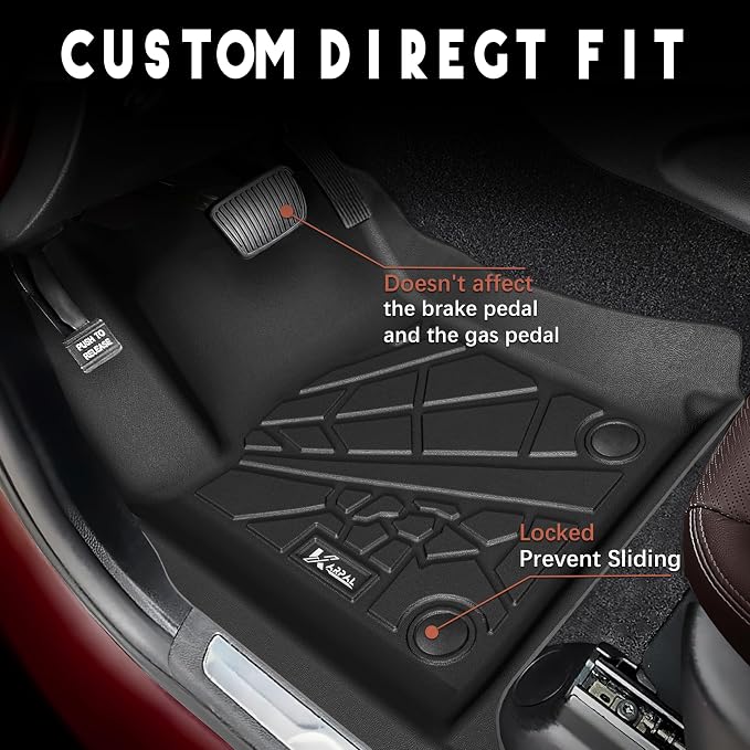KARPAL Floor Mats Bed Mat for 2023-2026 Chevy Colorado/GMC Canyon Crew Cab, 5FT Truck Bed Liner All Weather TPE Custom Fit Floor Liners Full Set Car Accessories