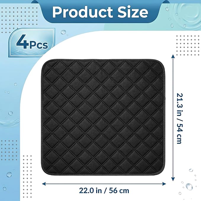 4 Pack Waterproof Chair Pads for Incontinence, 21" X 22" Absorbent Seat | Protector Pads Reusable Wheelchair Seat Pad Non-slip Waterproof Chairs Covers for Wheelchair, Bed, Elder and Pet