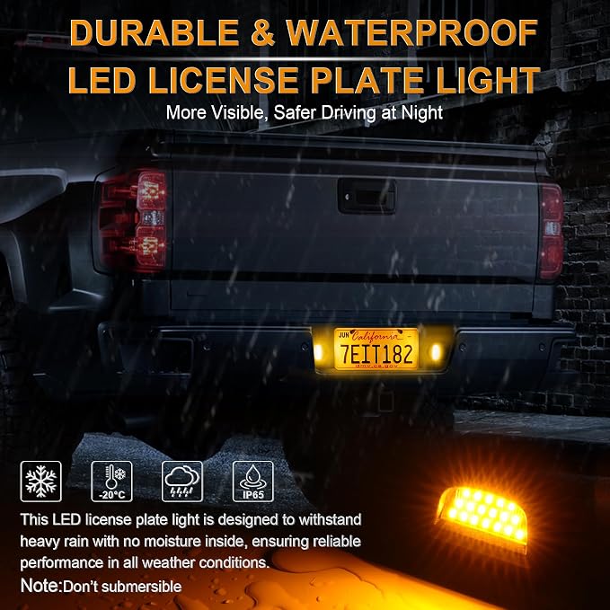 LivTee LED License Plate Light Assembly, Tag Light Fits Chevy Silverado 1500 2500 3500 1999-2013, Tahoe, Suburban, Fits GMC Sierra, Yukon XL, Cadillac Escalade, Car Accessories, Amber