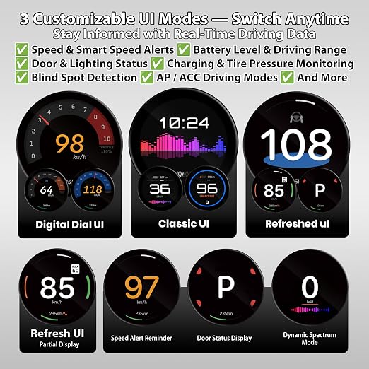 TITA HUD Pro Head Up Display for Tesla Model 3/Y 2022-2026 (Highland/Juniper), Real-Time Speed & Driving Data, 1.8" LCD Screen, Magnetic Charging Mount, Customizable UI, OTA Updates