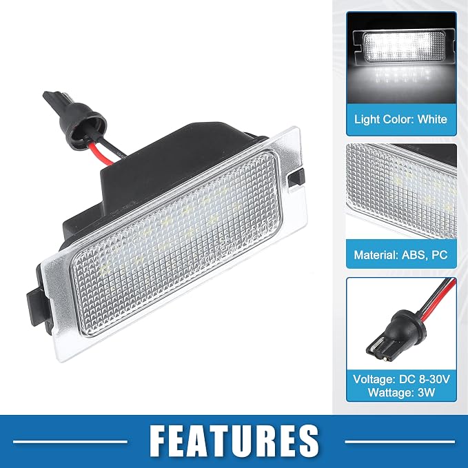 Car 6500K White LED License Plate Light Assembly No.7T4Z-13550-A 3528SMD for Ford Edge 07-14 for Ford Escape 08-12 ABS Clear (Set of 2)