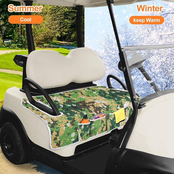 PGmoon Golf Cart Seat Covers with 4 Front Pockets & Nonskid Bottom