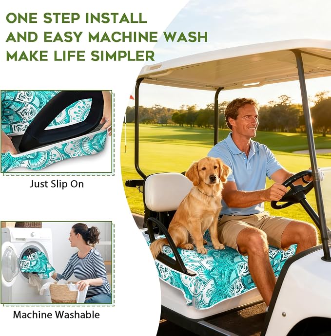 Golf Cart Seat Covers Club Car Golf Cart Accessories for Men Women Golf Carts Seat Towel Blanket 2-Seat Golf Cart Decorations