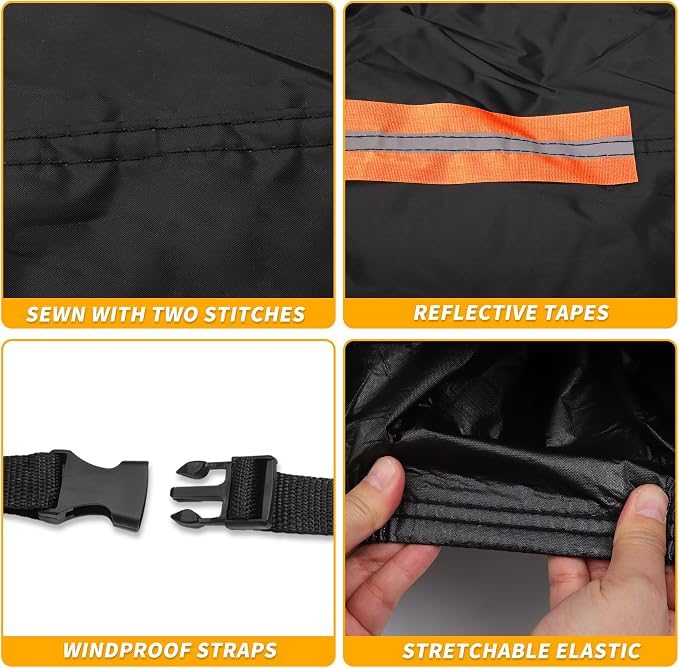Waterproof All-Weather Universal Car Cover with Right Side Zipper, 190T Polyeste Black Blue Fits for Hatchback Up to 163" Length