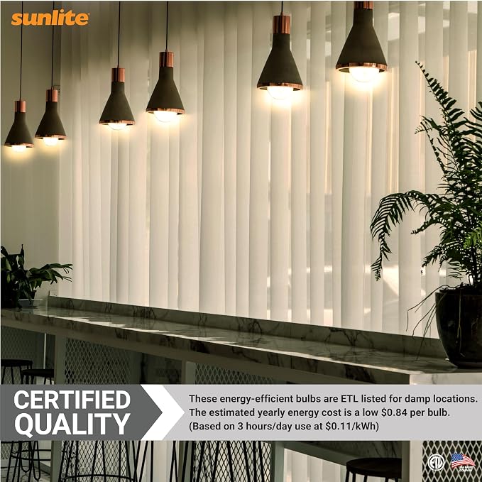 Sunlite G16.5 Light Bulb LED, 7 Watts (60W Equiv.), 500 Lumens, Dimmable, Type G Globe Shape E12 Candelabra Base, Short Bulbs, Vanity Mirror Bulbs, 3000K Warm White, Clear, 6 Count