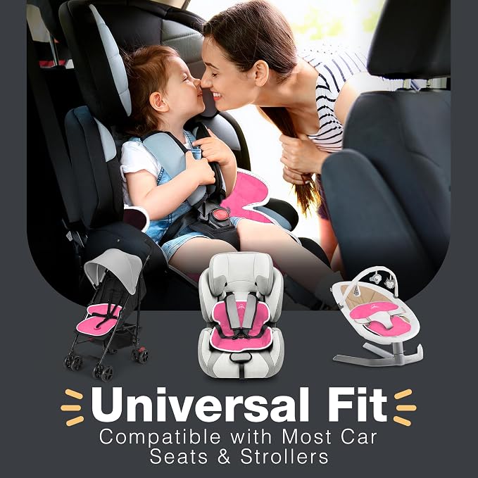 Bear and Care - Potty Training Car Seat Protector - Waterproof Car Seat Liner - Piddle Pads for Stroller, Toddlers & Baby Carseat - Travel-Friendly Washable Liner Mat for Spills Leak (Pink, Pack of 2)