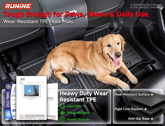Floor Mats for Hyundai Santa Fe 2024 2025 2026(Fit Hybrid/Gas), All Weather Protection Custom Floor Mats Trunk Cargo Mat and Car Windshield Cover Set for Hyundai Santa Fe Accessories