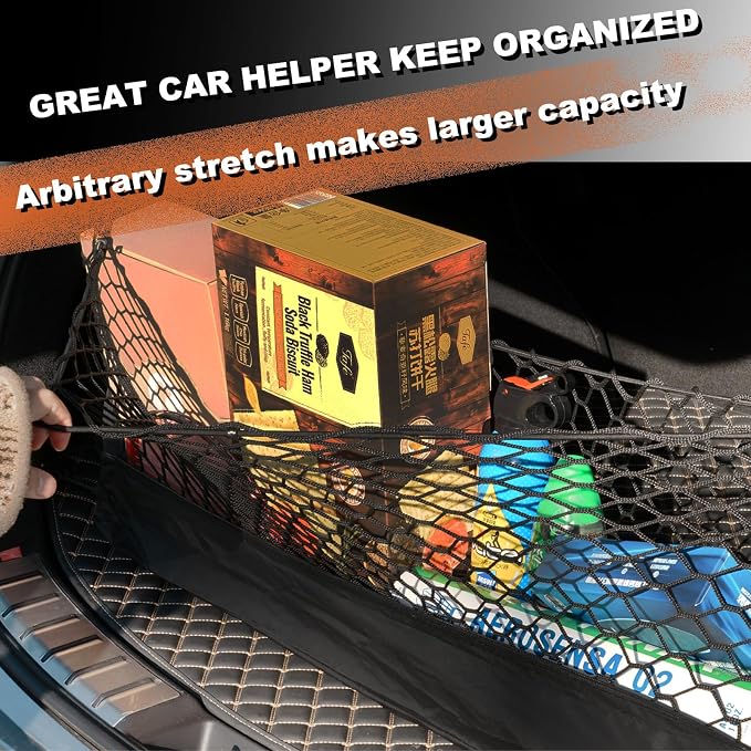 Envelope Style Cargo Net Compatible with Ford Pickup F150 F250 F350, 2026 2025 2024 2023 2022 2021 2020 2019 2018 2017 2016 2015 2014 2013 F-150-350 Trunk Car Rear Tailgate Touring Netting