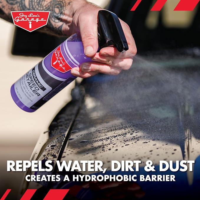 Jay Leno’s Garage Ceramic Speed Detailer Spray Quick Car Detailer for Cars Trucks Motorcycles and Watercraft Enhances Gloss Slickness Hydrophobic Protection Boosts Ceramic Coatings (16 OZ)