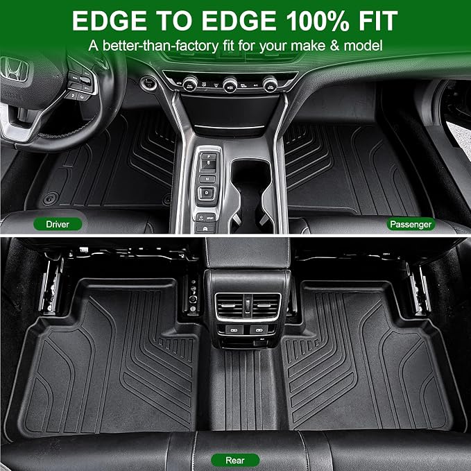 Floor Mats for 2018-2022 Honda Accord (Gas & Hybrid Models), TPE All Weather Durable Floor Liners Door Sill Guards for Honda Accord Accessories