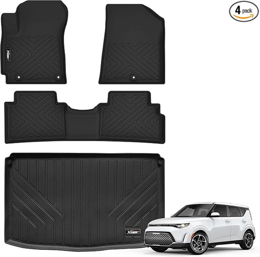 Floor Mats & Trunk Mat for 2020-2025 Kia Soul (Lower Floor of The Trunk) | All Weather TPE Protection Floor Liners Full Set with Cargo Liner for 2020 2021 2022 2023 2024 2025 Kia Soul Accessories