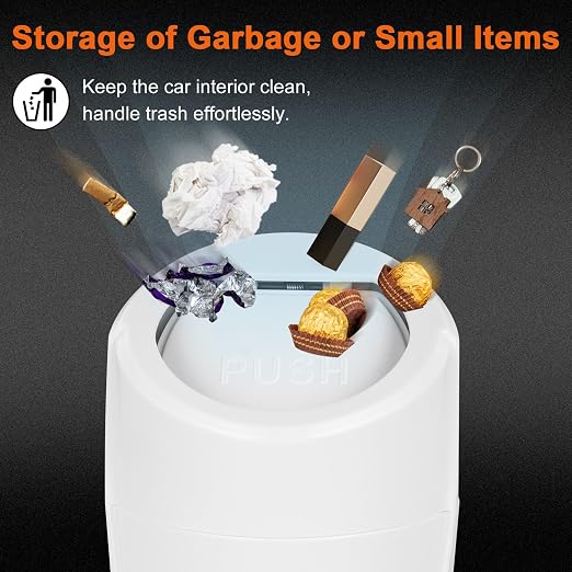 Car Trash Can, Leakproof Mini Car Garbage Can Cup Holder with Lid | Car Door Trash Bin with 20 Trash Bags, Vehicle Front Back Seat Organizers and Storage for Car, Home, Office, White