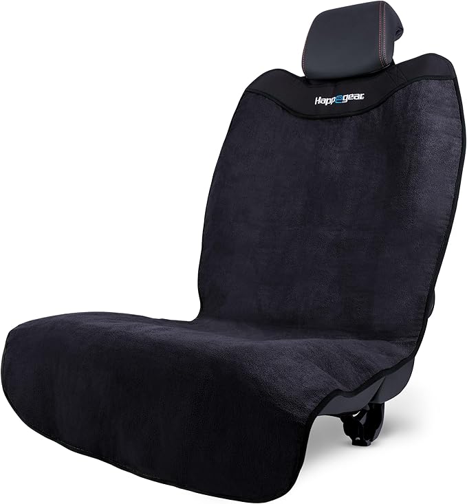 HAPPEGEAR Happeseat Waterproof Car Seat Cover & Protector, Black | Universal Fit, Car Seat Towel Cover, Non-Slip Backing, Machine Washable, Fits Front & Back, Easy Install & Storage