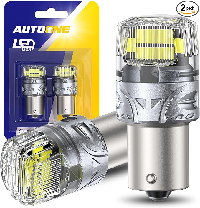 AUTOONE White 1156 LED Light Bulbs, 700% Super Bright & 6500K White 7506 BA15S P21W LED Bulbs for Backup Reverse Signal Blinker Tail DRL Brake Running Parking Lights, 2PCS