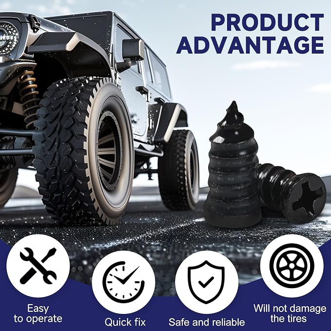 90 Pcs Tire Repair Screws, Tire Patch Kit, Screw in Tire Plugs,Quick Tool Tire Plugs, Self-Service Tire Repair Rubber Nail Kit for Patching Punctures in Vacuum Tires of Cars, Motorcycles (90)