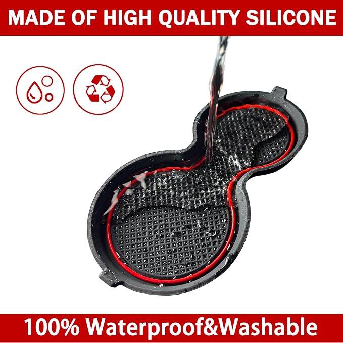 for Honda Civic Accessories 2026 2025 2024 2023 2022 Cup Holder Inserts Center Console Liner 3D Silicone Cup Holder Coaster Protector Mat Pad Non-Slip Interior Decoration for Civic 3Pcs (Red)