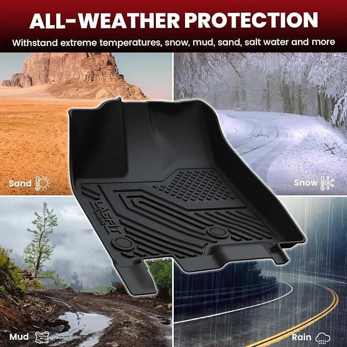 LASFIT Floor Mats & Cargo Liner for Toyota Sienna 7 Seat 2013-2020 (Only Fit LE 7 Seat/XLE 7 Seat Fixed Center Console) All Weather TPE Custom Fit Floor Liner & Trunk Mat Full Set Mat Accessories