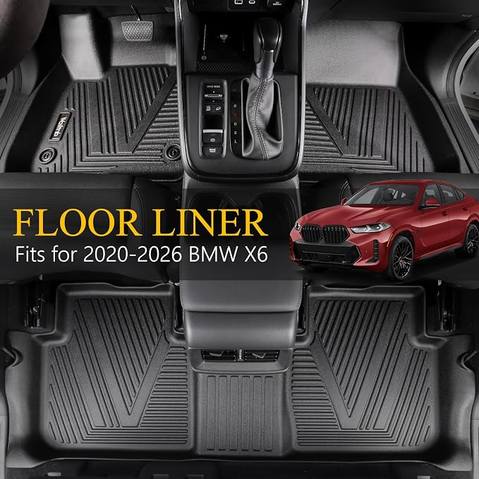 Wailtnb-Mats for BMW X6 2020-2026 M / M50i / sDrive40i / xDrive40i G06 Floor Mat All Weather Floor Liner Car Mat for BMW X6 Custom Fit Automotive Full Set Accessories