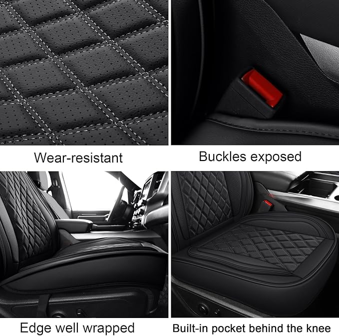 MIROZO 2PCS Front Silverado Seat Covers,Waterproof Truck Seat Covers Compatible with 2007-2026 Chevy Silverado GMC Sierra 1500 2500HD 3500HD Pickup Seat Cover (Black,2PCS Front)
