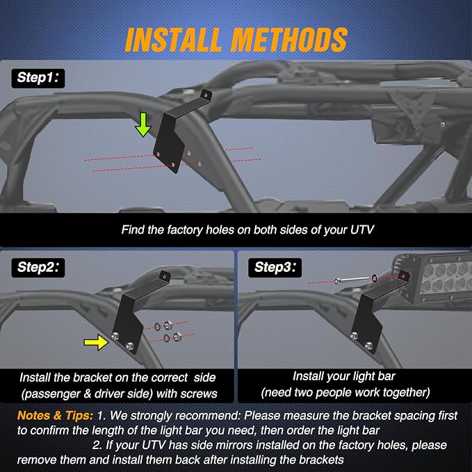 Nilight Light Bar Mounting Brackets for 42 Inch LED Straight Curved Lights UTV Roof Upper Windshield Compatible with Can-am Maverick X3 MAX DS RS MR Turbo R 2017 2018 2019 2020 2021 2022 2023 2024