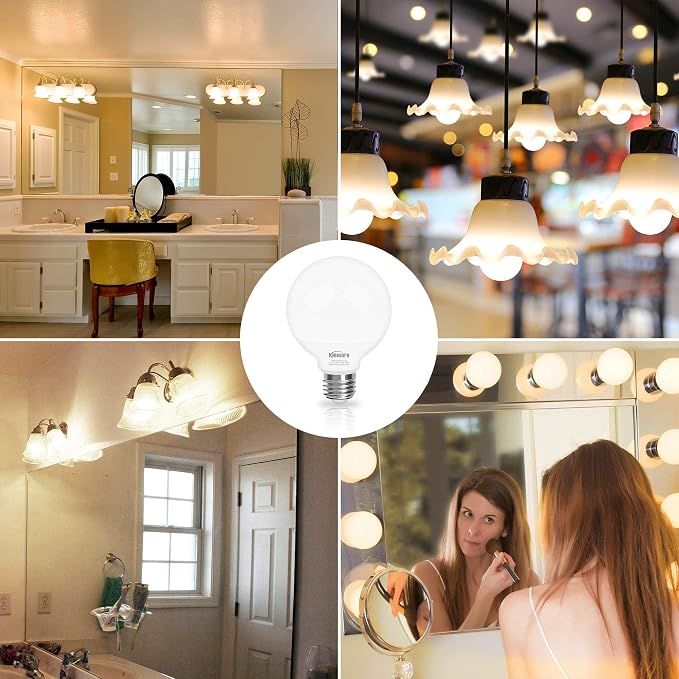 Honesorn Globe Light Bulbs 60W Equivalent, 2700K Warm White, G25 Round LED for Bathroom, Vanity Mirror, E26 Base, CRI85+, 500LM, 120V, Non-dimmable, 12 Pack
