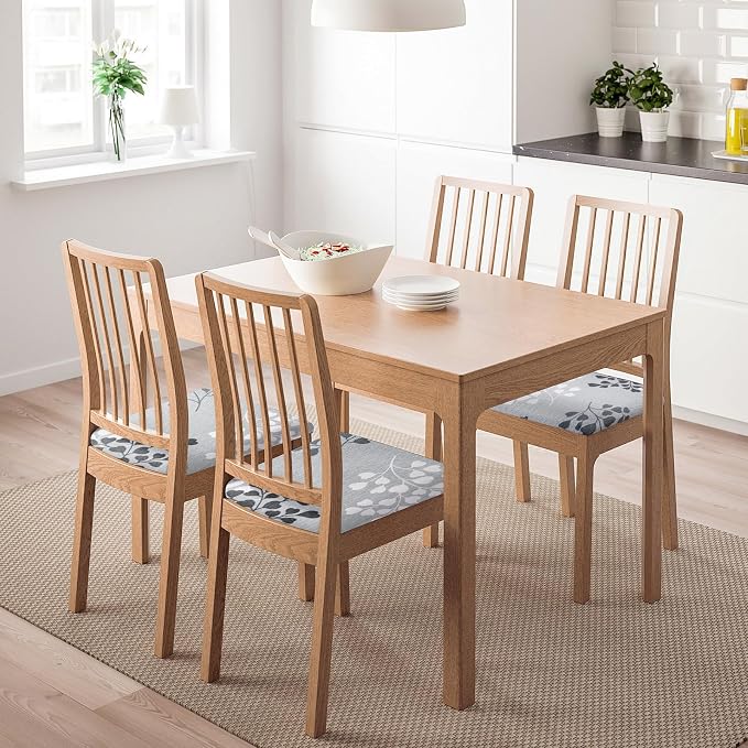 SearchI Water Repellent Seat Covers for Dining Room Chairs Stretch Printed Chair Seat Covers Set of 6, Removable Washable Kitchen Chair Seat Protector Cushion Slipcovers for Office (Leaf Pattern)