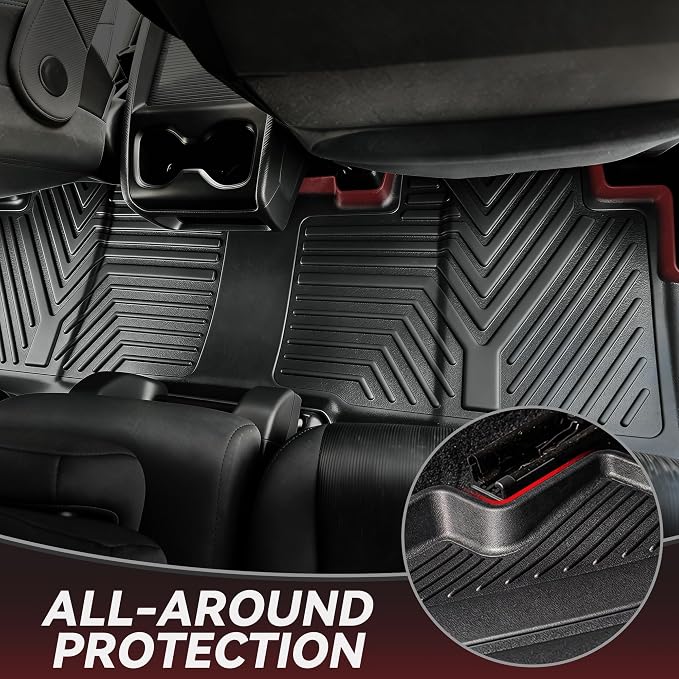 YITAMOTOR Floor Mats Fit 2015-2026 Ford F-150 Super/Extended Cab Bench Seat | Not for SuperCrew Cab, Custom Fit All Weather Anti-slip TPE Rubber Mat, F 150 Floor Liners Set, 1st & 2nd Row, Black