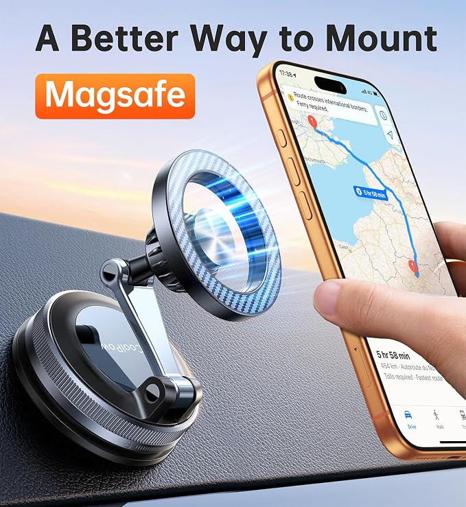Coolpow for MagSafe Car Mount【Windshield+Vent+Dash】Magnetic Phone Holder for Car Phone Holder Mount Cell Phone Holders for Your Car Accessories Suction Phone Mount for Car Truck Stand for iPhone 17 16