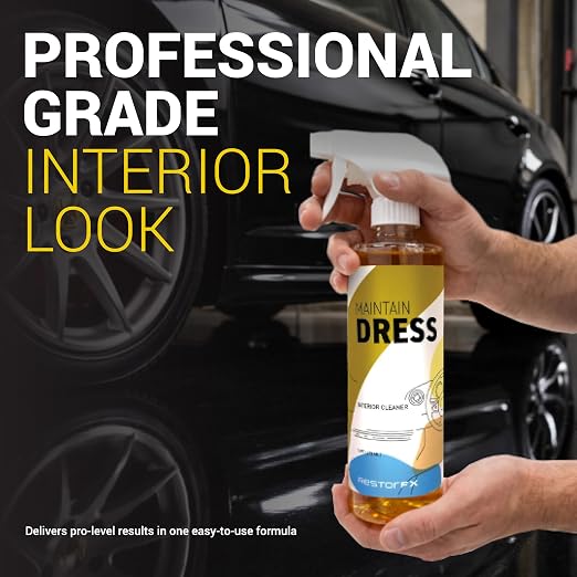 RestorFX Maintain Dress Interior Car Detailer Spray - 2-in-1 Cleaner and Protectant for Vinyl Plastic Leather - UV Defense Dashboard Cleaning Liquid - Factory Matte Finish Non Greasy - 16oz