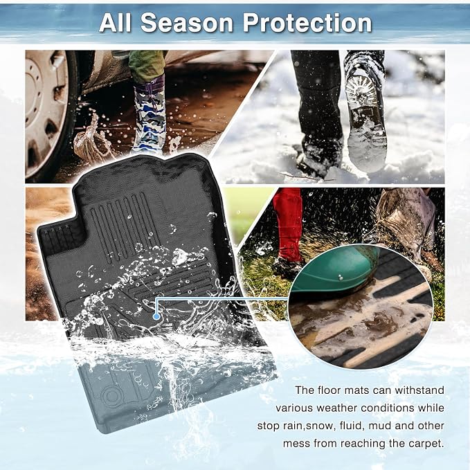 Mixsuper Floor Mats for 2013-2024 Toyota 4Runner, Custom Fit TPE All-Weather Floor Liners, Waterproof Anti-Slip Heavy Duty Mats, 1st and 2nd Row Accessories Set Black