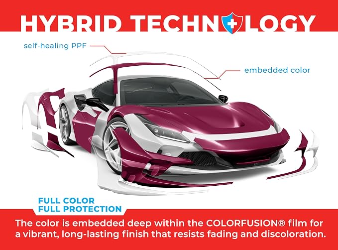 ColorFusion PPF by VViViD, Gloss Dark Star Ruby Magenta Dry Apply PPF Vinyl Car Wrap Roll 20ft x 5ft