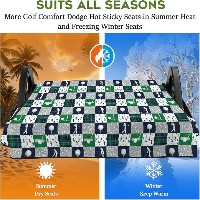 Golf Cart Seat Covers Club Car Golf Cart Accessories for Men Women Golf Carts Seat Towel Blanket 2-Seat Golf Cart Decorations