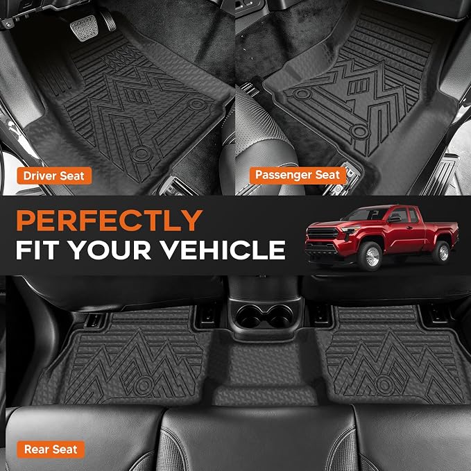Mixsuper Floor mat for Toyota Tacoma 2024-2026 Double Cab Auto Trans(Not for Manual Transmission or Hybrid),All Weather TPE Floor Liners Protection for Tacoma TRD/SR/SR5/limited Car Accessories