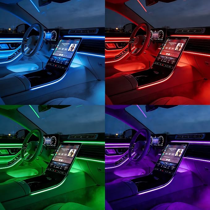 Interior Car LED Lights, 5 in 1 RGB Ambient Lighting Kit with 236" Fiber Optic, 16 Million Colors, APP Control, Music Sync Car Neon Lights for Cars, Trucks, SUVs