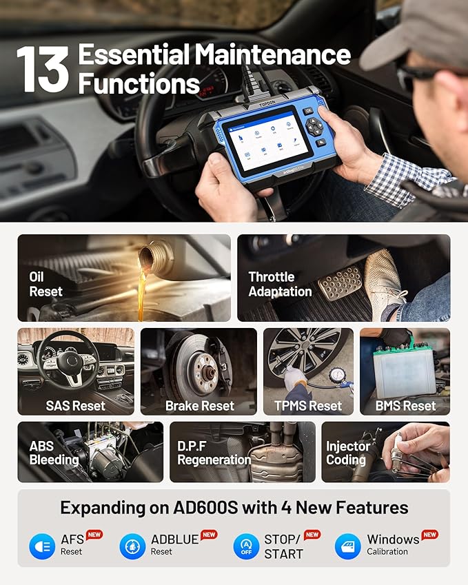 TOPDON ArtiDiag600 Elite, OBD2 Scanner, Full-System Car Diagnostic Tool, 13+ Services, FCA AutoAuth, Automotive Scan Tool with CAN-FD, 2-Years Free Updates, Upgraded of AD500 AD600S AD600 Pro