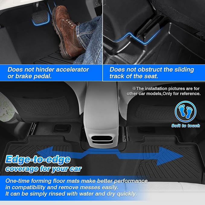 Silverado Floor Mats - Car Mats for Chevy Silverado 2007-2013 & GMC Sierra 1500 Crew Cab, Silverado/Sierra 2500/3500 Crew Cab, All Weather Floor Mat for Silverado Accessories, Heavy Duty Rubber Mats