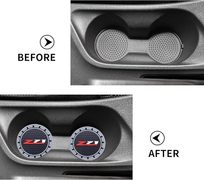 Car Cup Coaster for Chevy Z71 Recessed Silicone Cup Holder Coaster Interior Accessories 2.75in 2Pieces