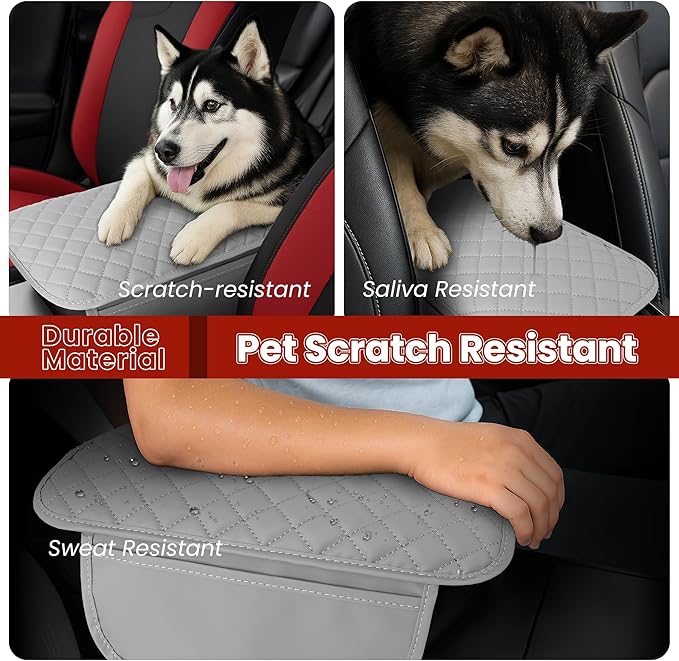 Upgraded Car Middle Center Console Cover with 2 Storage, Microfiber Leather Car Armrest Cover Cushion for Most Vehicles, 0.5 inch Memory Foam Comfort Stylish Leather Scratch-Resistant, Thickened