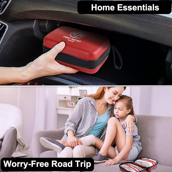 VRIEXSD Premium First Aid Kit, 320 Piece Waterproof Hard Shell Eva First Aid Kit for Home, Camping, Cars, Hiking, Travel, Businesses & Outdoor Emergencies - Emergency Medical Kits (Black)