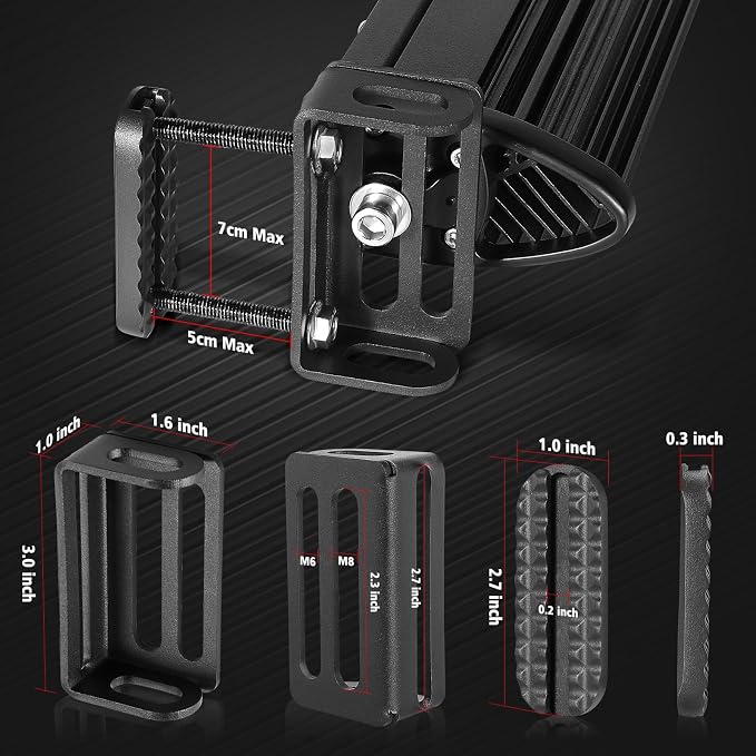 6-30 Inch LED Light Bar Hidden Behind Grille Mounting Brackets | Grille Mounting Brackets Fit M6/M8 Single/Double Row Side Mount Light Bars for F-150 Ranger RAM1500 Tocama Tundura GMC