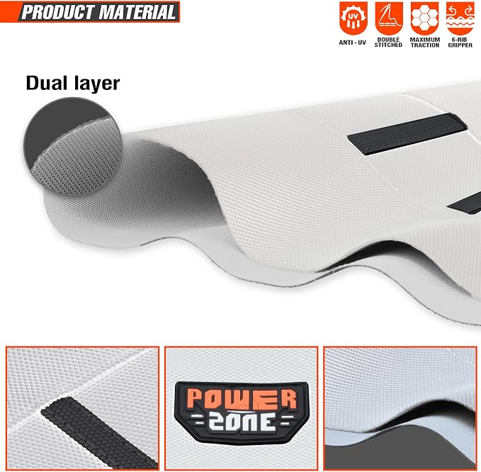 Motorcycle Universal Seat Cover Non-Slip Rubber Striped Gripper Soft Sewing for CRF WR WRF RMZ YZF SXF EXC EXC XC SX CR KLX Dirt Pit Bike Motocross Off Road (White)