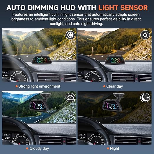 Color Digital Speedometer Heads Up Display for Vehicles,Multiple Color Options, Real-Time Speed, Auto Brightness, Overspeed Alert,360-degree Bracket,Plug and Play,Suitable for All Cars ﻿