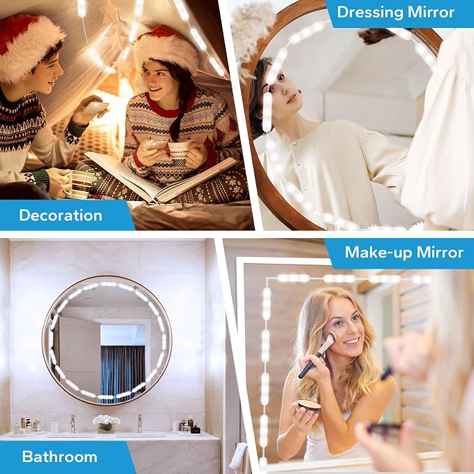 Bairth LED Vanity Lights for Mirror, 16ft Makeup Strip Light, 3000K 4000K 6000K & 10 Level Brightness Adjustable, USB Cable, Hollywood Mirror Light Stick-On for Makeup Dressing Room Bathroom Bedroom